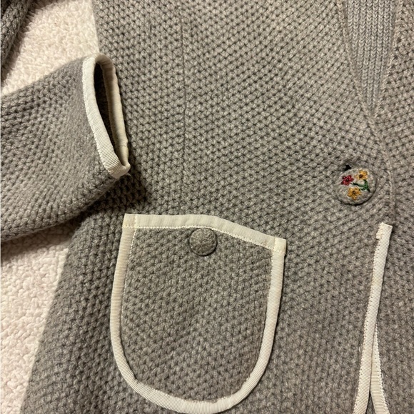 Moth Blakely Gray Floral One Button Knit Cardigan Blazer Jacket Anthropologie - Picture 9 of 13